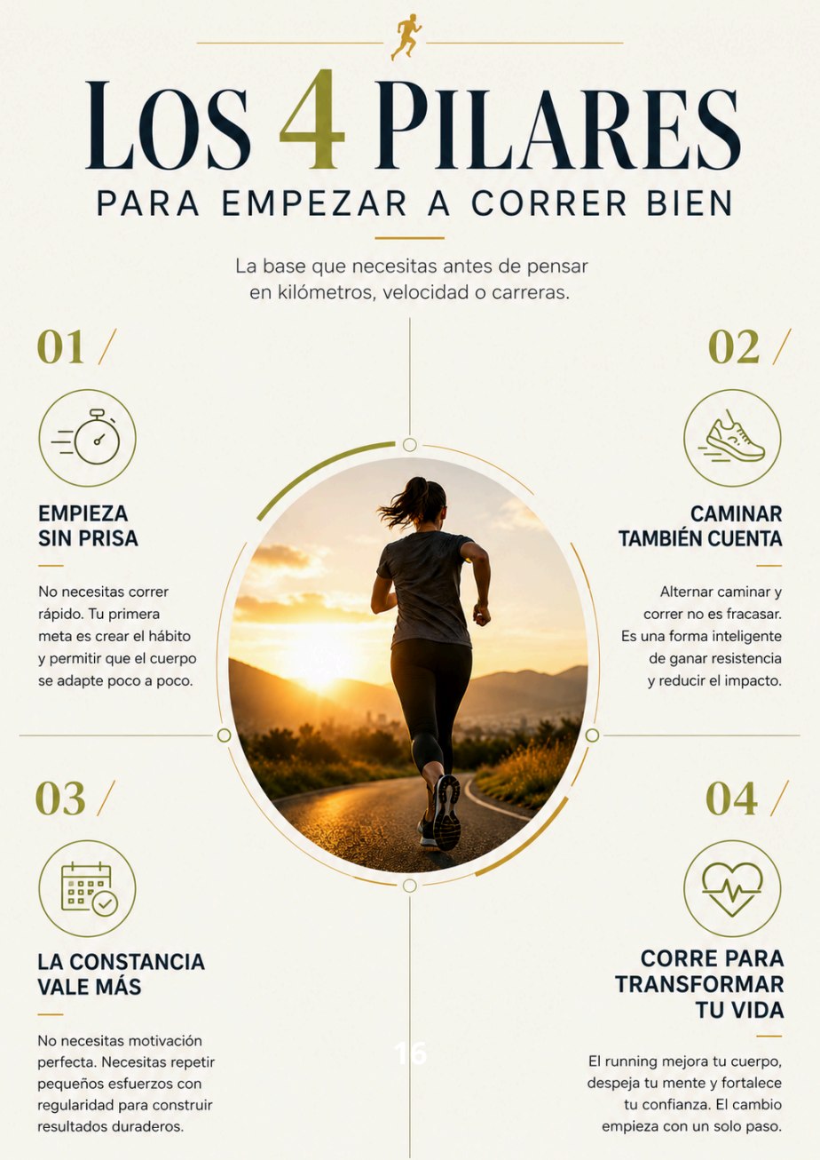 Infografía sobre los cuatro pilares para empezar a correr